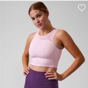 NWOT Athleta conscious crop D-DD, lace inset, S